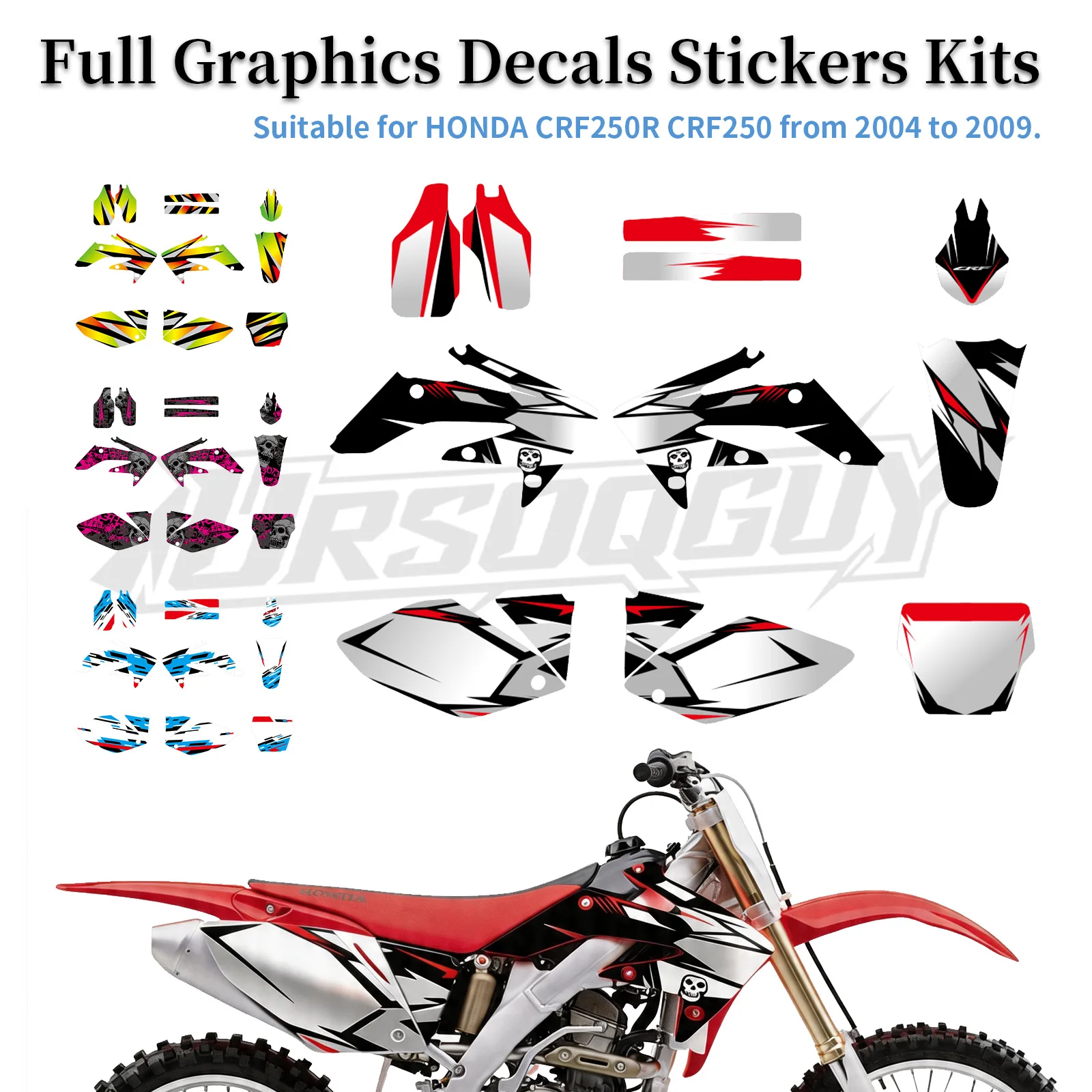 For Honda CRF250 CRF250R 2004 2005 2006 2007 2008 2009 Motorcycle Graphic Background Decal Sticker Kit
