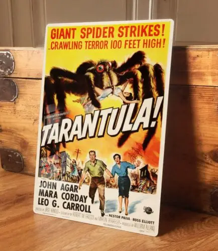 Wohnzimmer-Wandkunst, Metallschild, Poster, Tarantula, Vintage-Horrorfilm, B-Film, 1955