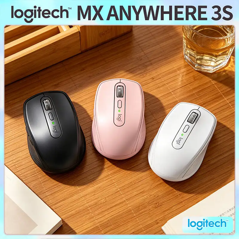 Logitech MX Anywhere 3S Ergonomic Mouse - 8K DPI, MagSpeed Scroll, 3-Device Bluetooth, USB-C Charge, Office & Travel Use