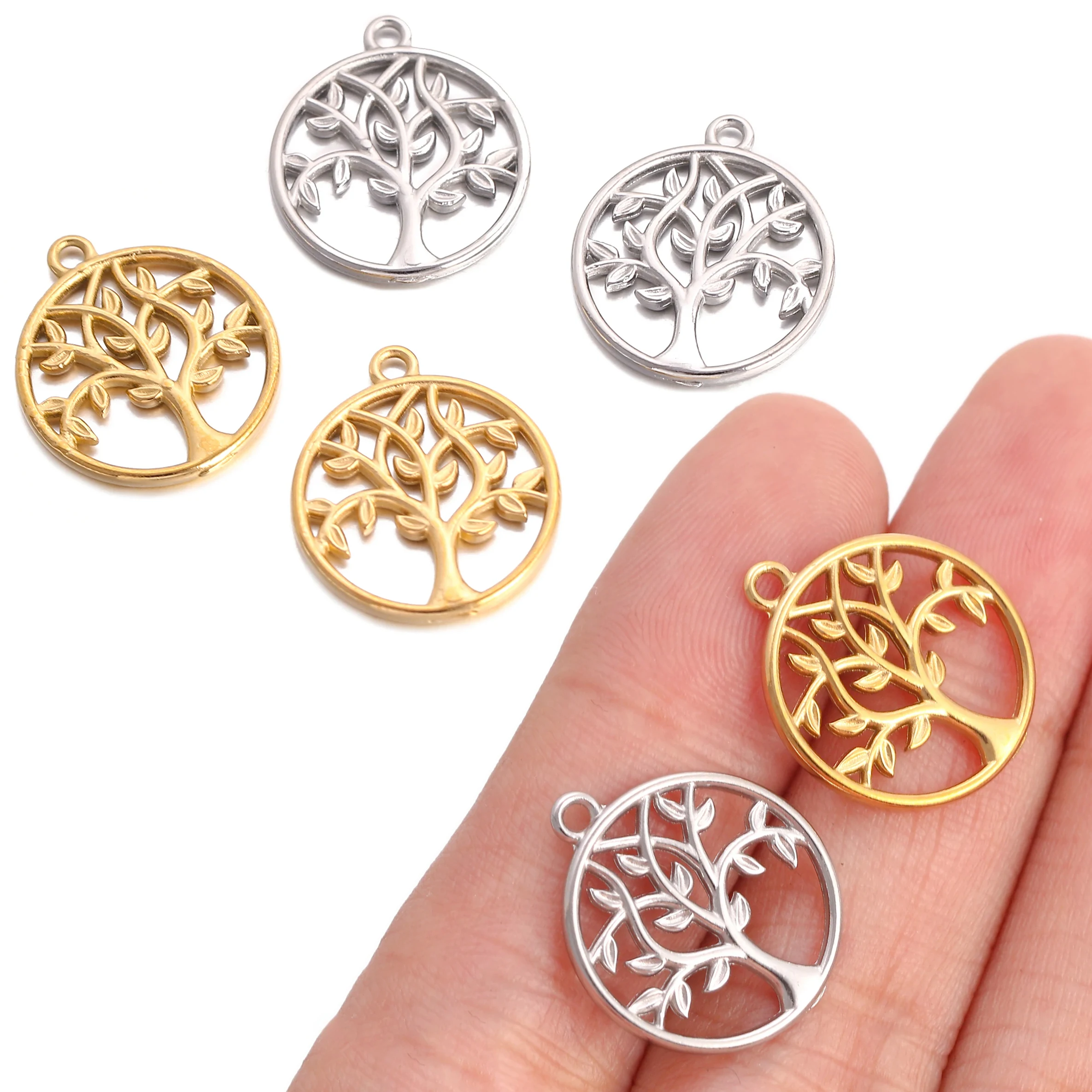 3 Teile/los Baum des Lebens Charms für Schmuck Machen Liefert Edelstahl Pflanze Anhänger Diy Ohrringe Halskette Braceelt Zubehör