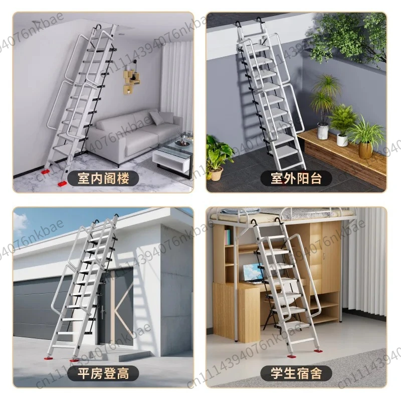 Aluminum Alloy Folding Trapezoidal Ladder Mobile Telescopic Multifunctional Engineering Ladder Indoor Outdoor