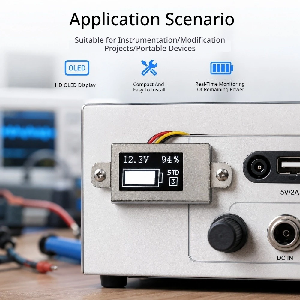 Mini Voltage Capacity Meter 0.5 Inch OLED Display 1-6S Li-ion Battery Tester 0-30V DC Dual Voltage Power Percentage Indicator