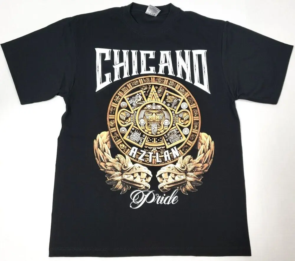 CHICANO PRIDE T-shirt Urban Streetwear Aztlan Men's 100% Cotton Tee Black New