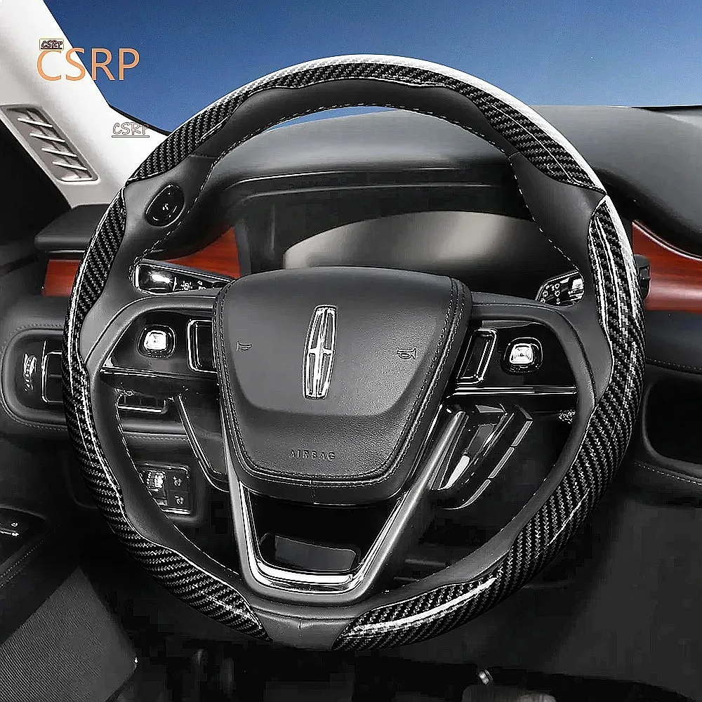 Suitable for Lincoln Carbon Fiber Steering Wheel Cover Segmented Quick Release Durable Black Blue Red Silver White