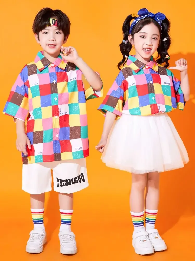 Costumes de danse Hip Hop pour groupe de pom-pom girl, vêtements de danse Jazz pour la journée des enfants, haut et short pour garçons et filles, jupes, vêtements de danse de rue