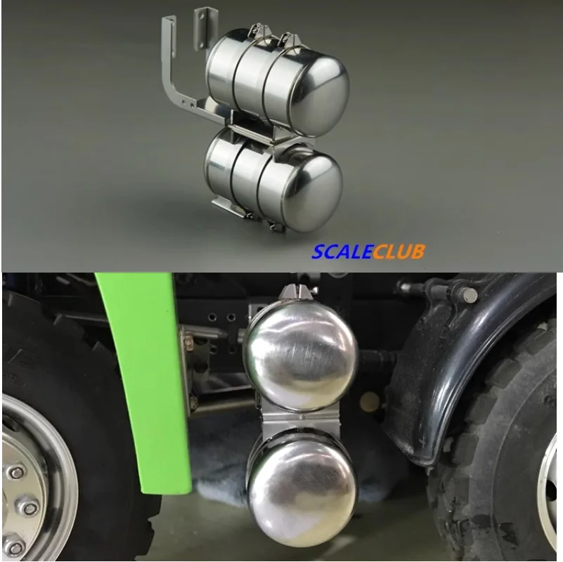 Scaleclub Tamiya 1:14 Metalowe Podwójne Zbiorniki Paliwa do Przedłużenia Głowicy Ciągnika