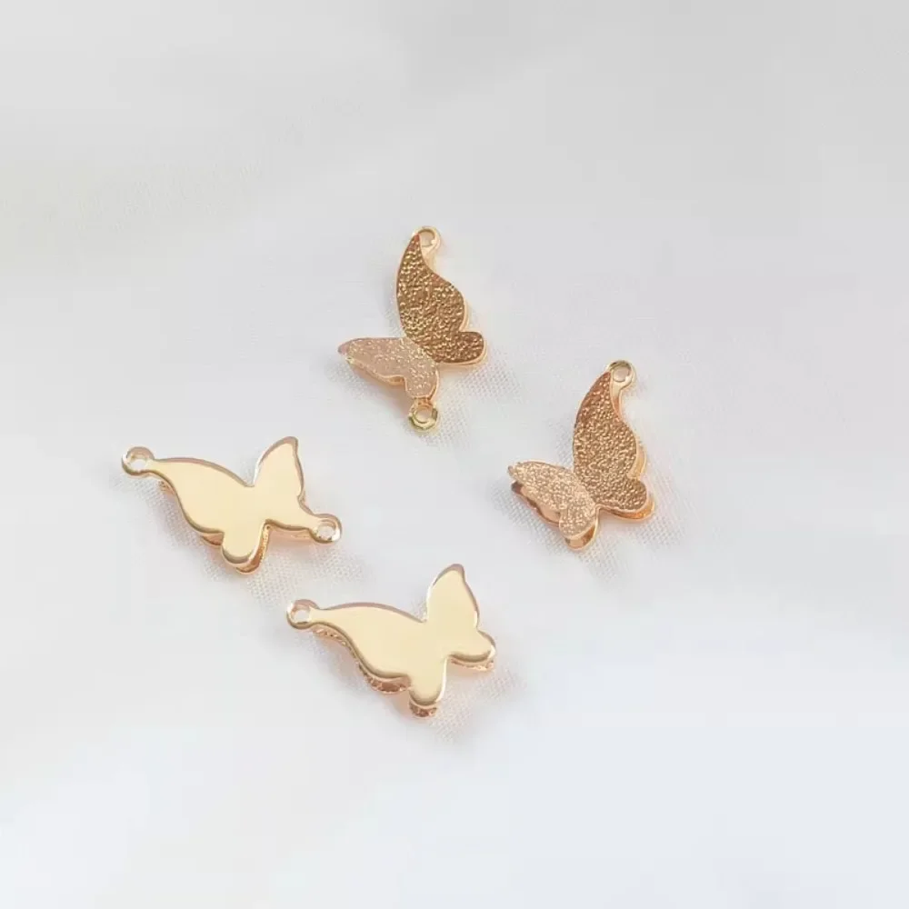 

14k Copper-clad Gold Accessory, Frosted Double-layer Butterfly Pendant, 13*10mm Earrings, Small Pendant, Diy Jewelry Accessory