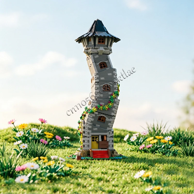 

3487 деталей, индивидуальный MOC-конструктор: Средневековый замок, модель башни изогнутых волшебников, строительные блоки, кирпичи, игрушка для сборки, подарки на праздники