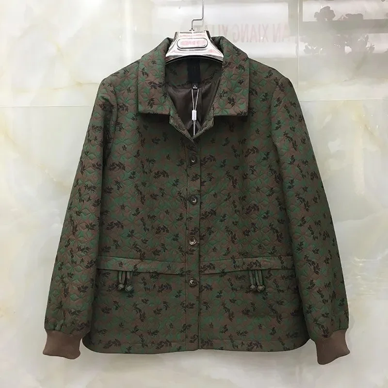 

Женская модная куртка больших размеров 6XL, корейский стиль, с длинными рукавами, повседневное пальто, весна-осень, женская высококачественная верхняя одежда с цветочным пэчворком