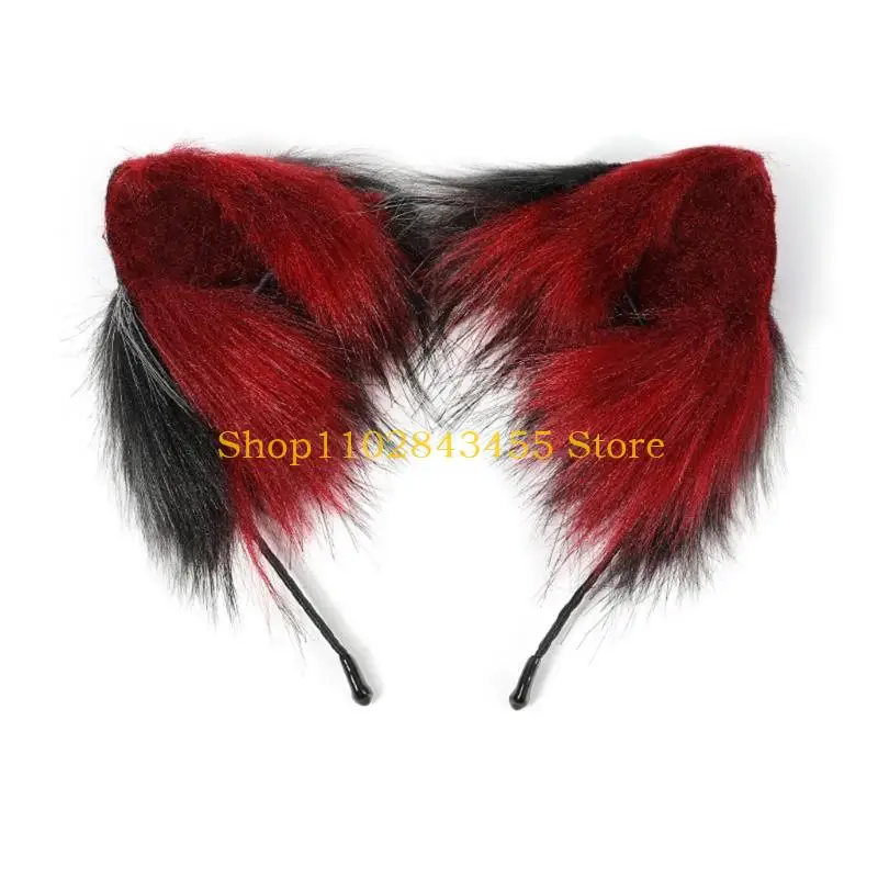 

49MC Cosplay Hair Hoop Handmade Furry Ears Hair Prop Halloween Party Headwear