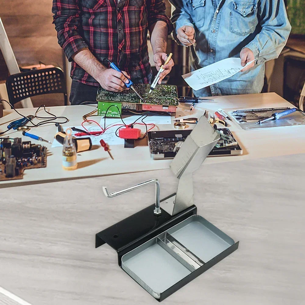Compact Design Soldering Iron Rest with Efficient Slot and Rack System for Easy Integration into Limited Workspace Areas