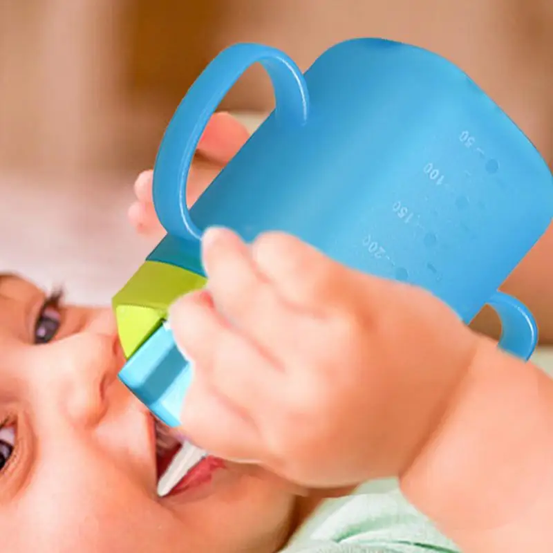 Baby Training Cup 280ml No Spill Straw Baby Cup With Handle Accurate Scale Toddler Kids Leak-Proof Drinking Water Bottle For