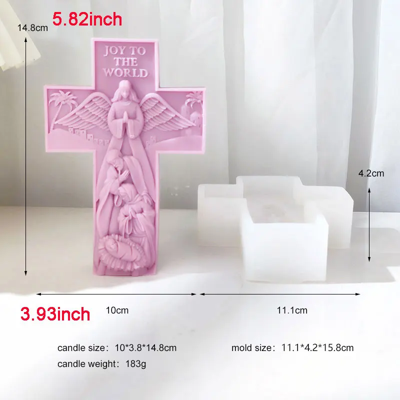 Holy Newborn Angel Cross Silicone Candle Soap Mold Aromatherapy Cross Relief Decoration Photo Background Ornament Mold