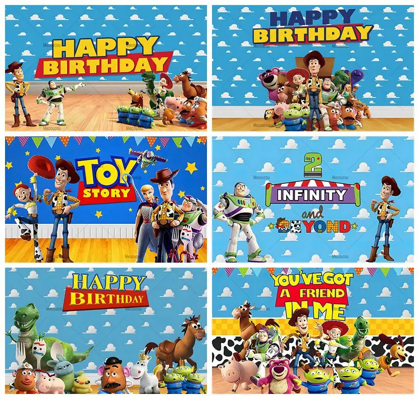 Disney Toy Story Backdrop Baby Shower Boys Happy Birthday Party Photography Customize Background Decoration Banner Props