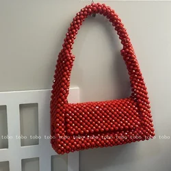 Vintage Bead Woven Evening Dinner Women's Shoulder Bag Homemade Original Luxury Designer Flap Wallets & Holders