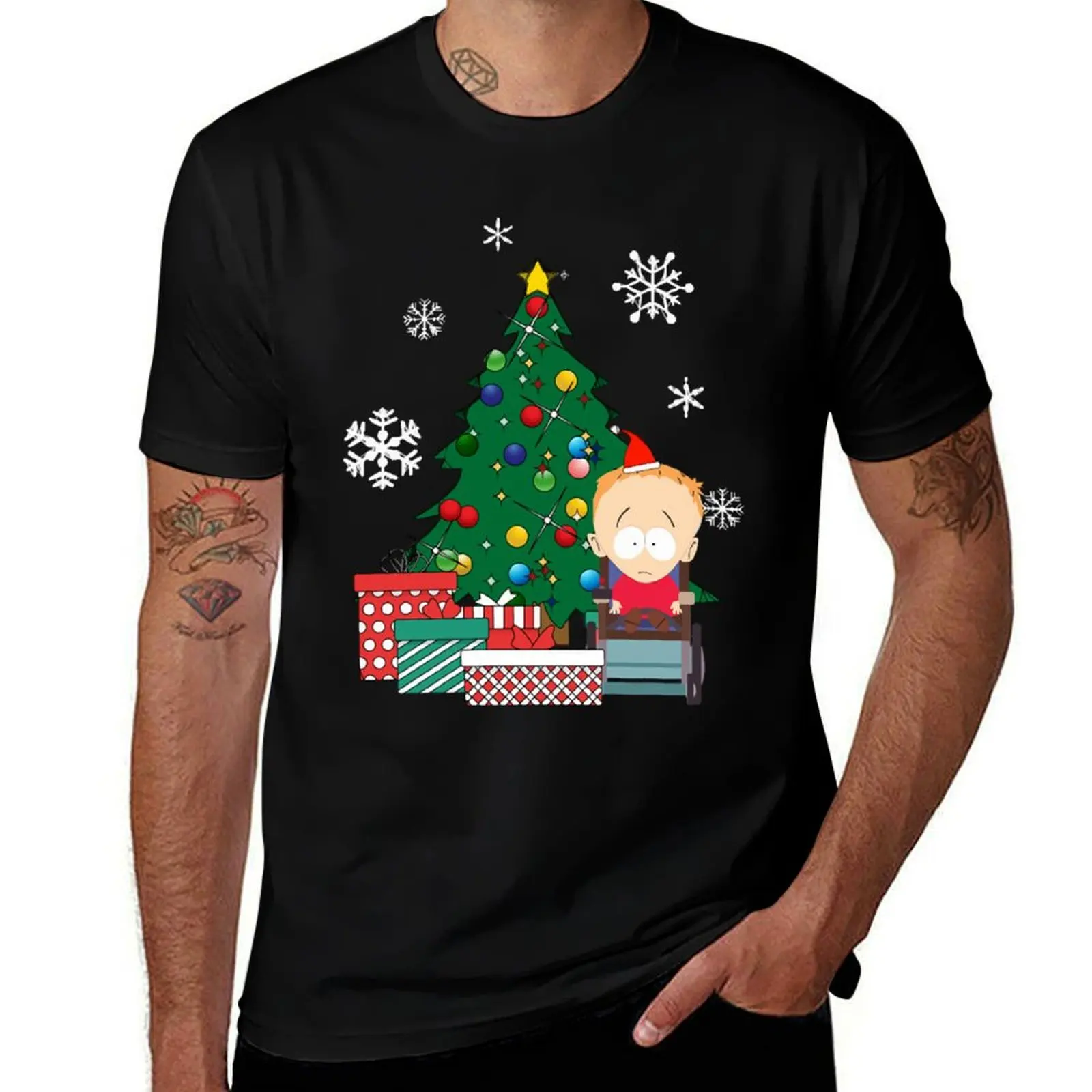 Timmy Around The Christmas Tree South Park camiseta regalos divertidos ropa estética niños blancos camisas de entrenamiento para hombres