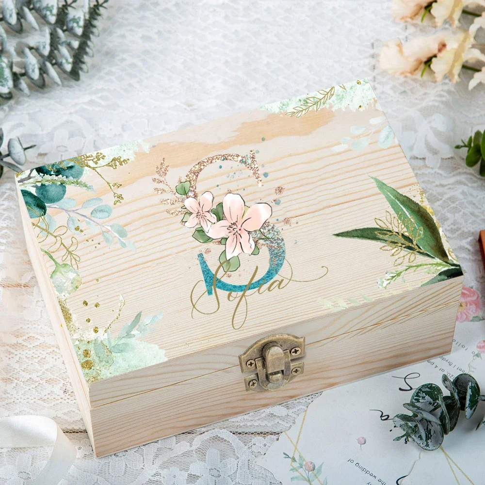 Personalized Name Wooden Keepsake Box Wedding Bridesmaid Proposal Box Jewelry Storage Organizer Gift Boxes for Bridesmaids