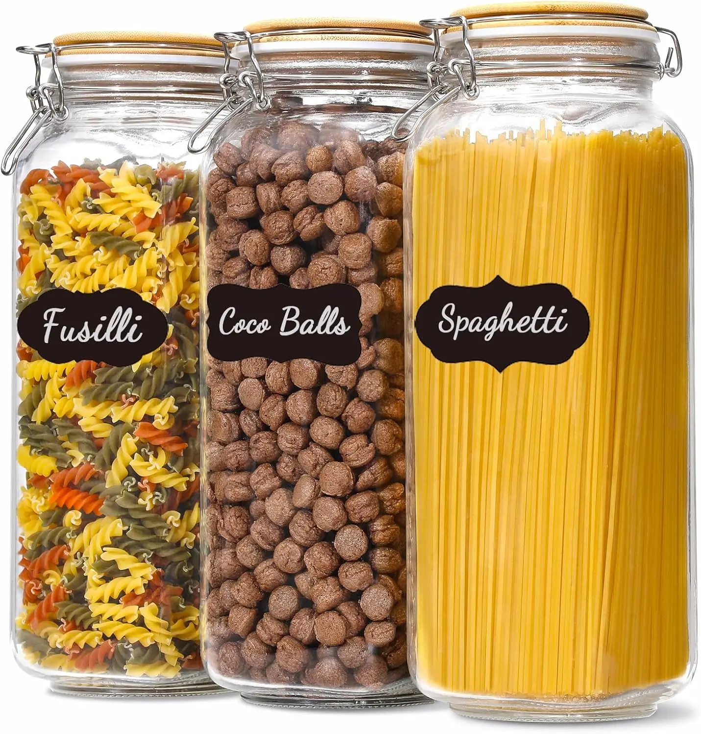 

[ Taller ] 92oz Glass Jars with Airtight Lid, Large Glass Food Storage Jars, 3 Pack Wide Mouth Airtight Glass Jars for Kitche