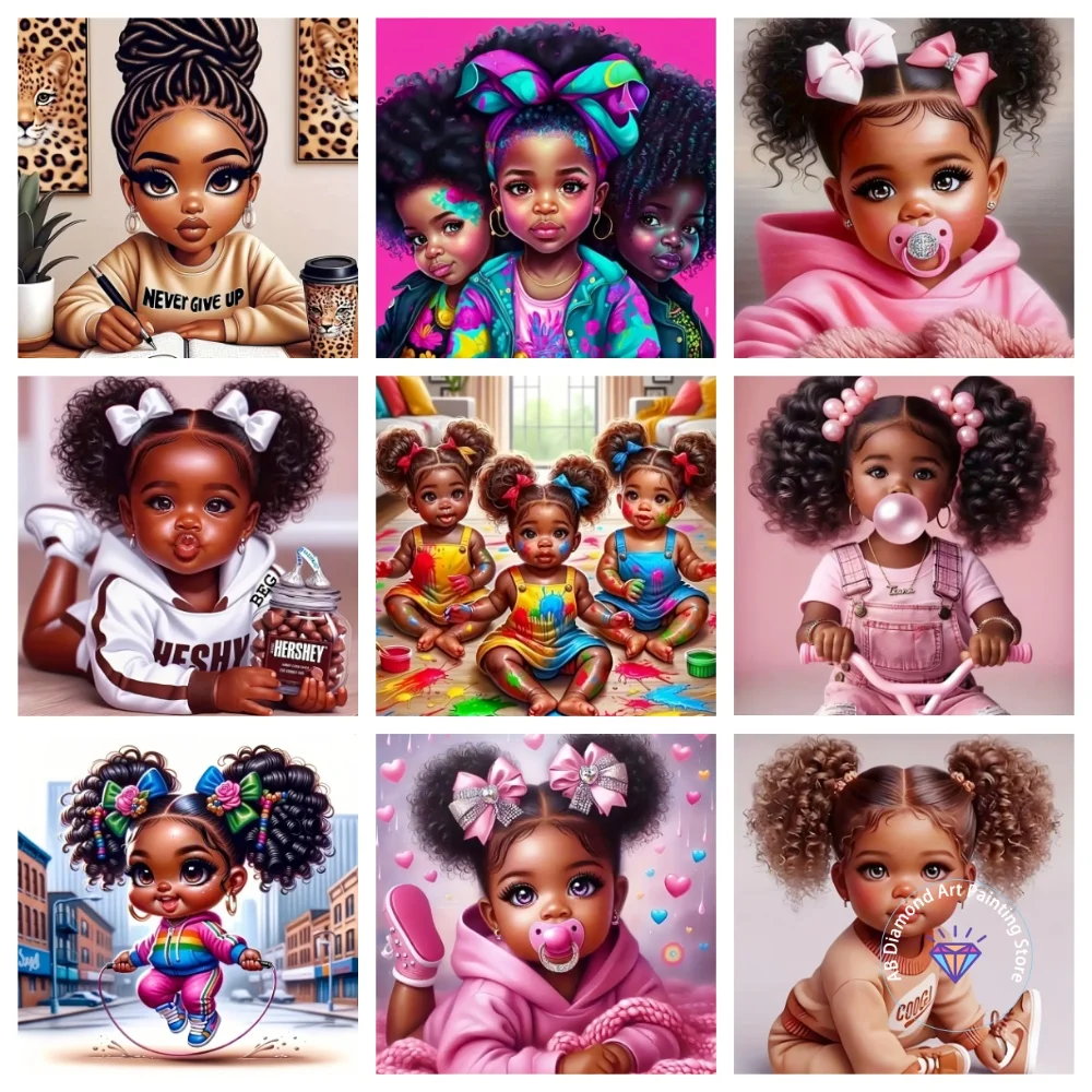 

African Girl Portrait AB Diamond Painting Kit Square Round Diamond 5D DIY Mosaic Handmade Art Adult Exquisite Gift Home Decor