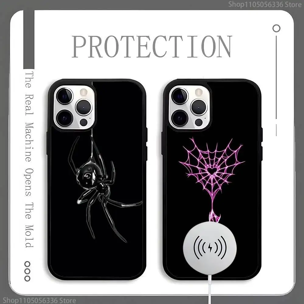 

Black Widow Spider Phone Case For Magnetic Wireless Charge Cover For iphone 16 15 14 13 12 11 Pro Max Plus Coque