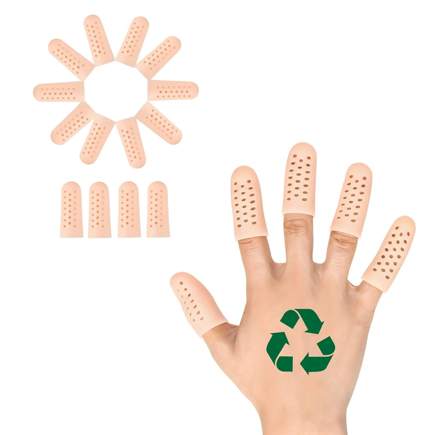 

Comfortable Soft Silicone Finger Covers - Flexible Gel Cots for Hand Eczema and Cracking - Effective Trigger Finger Protectors w