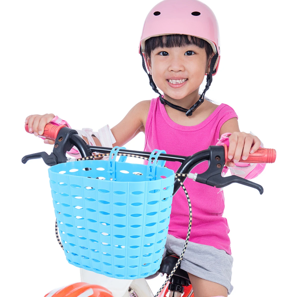 1Pcs Childrens Bike Basket Detachable Plastic for Kids Bicycle Easy Install No Tools Scratch Wear Resistant Skyblue