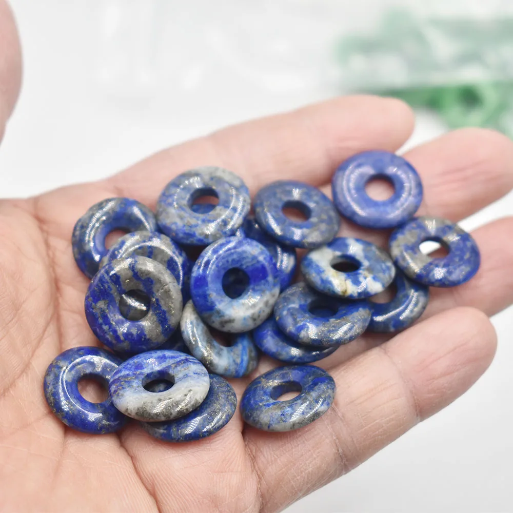 Modische, hochwertige, sortierte Naturstein-Gogo-Donut-Anhänger, Perlen 18mm für Schmuckherstellung, Großhandel 12 Stück/Los, kostenlos. – Detail 3