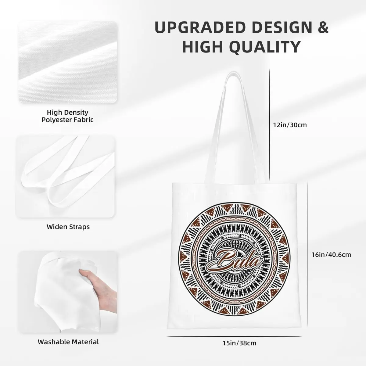 Tas Belanja Desain Fiji Bula Kesakesa, Tas Kanvas Lipat untuk Wanita, Tas Selempang, Tas Tangan untuk Perjalanan