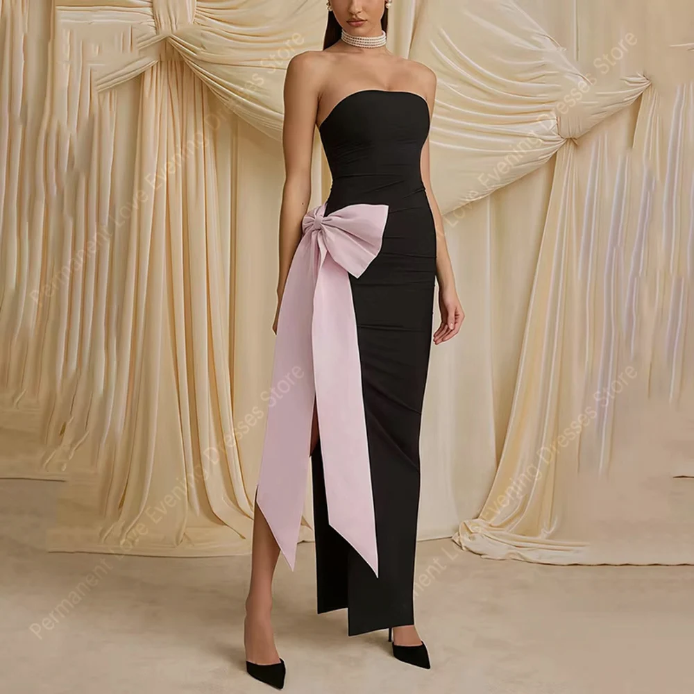 

Elegant Mermaid Women Evening Dresses Sexy Strapless Sleeveless Prom Gown Mopping Length Banquet Vestidos Para Mujer Customized