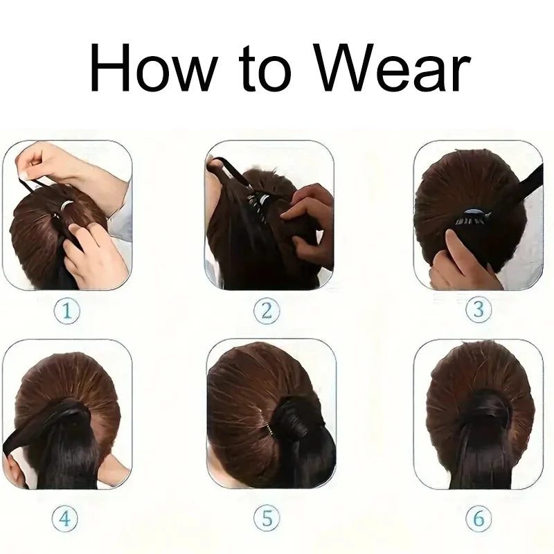 Extensión de cola de caballo sintética larga lacia de 22 pulgadas, con elástico, para trenzas DIY para mujer 5