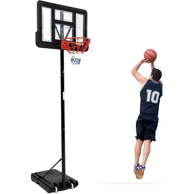 

Portable Basketball Hoop System 5.2-10.0ft Adjustable for s/Youth, Pe Frame, Shatterproof PVC Board, Rust-Resistant Steel Rod