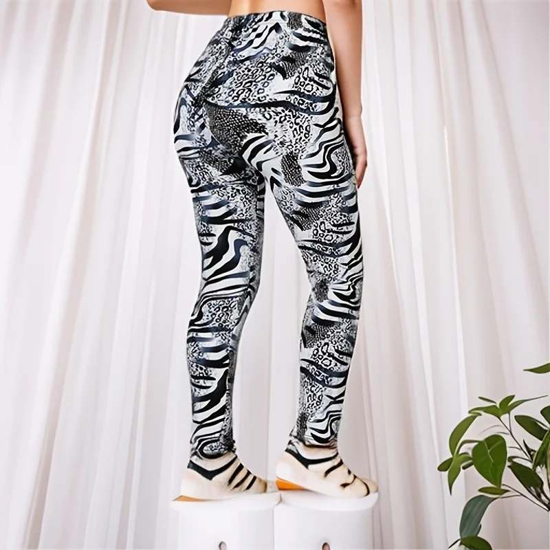 PD48 Ink and Wash Leopard Print Fashionable WOMEN\'S Outdoor Sports High Elastic 9-point Leggings