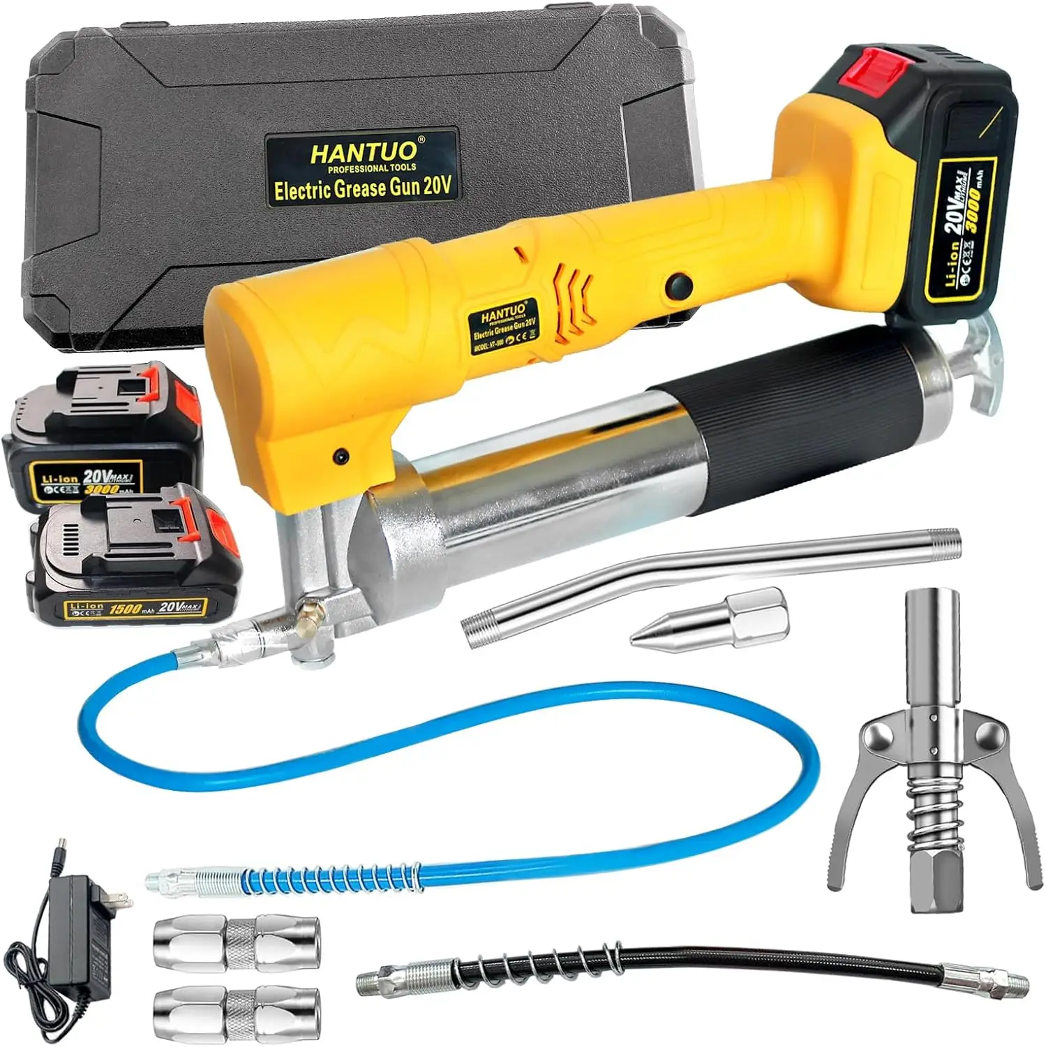 Electric Grease Gun Professional High Pressure 10000 PSI Cordless Grease Guns, Inclued 2 Batteries with Carrying Case