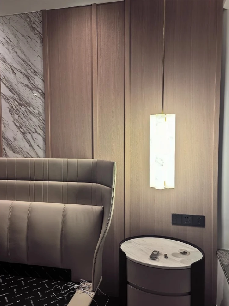 

Испанский импортный мраморный цилиндрический люстра для спальни, прикроватная лампа, современный роскошный китайский отель, вилла, индивидуальное освещение