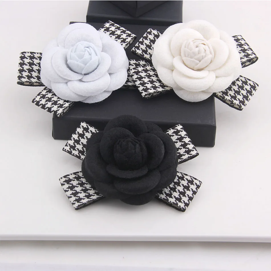 6 Style Fashion Korean Vintage Wool Blend Camellia Brooch For Men Women Cloth Ribbon Bow Pin Corsage Accessories Jewellery