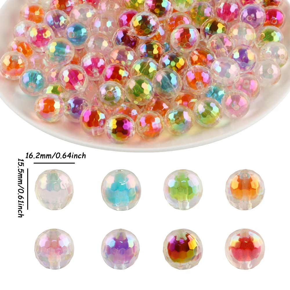 20-50pcs Acrylic Transparent Color Polyhedral Mixed Beads For Jewelry DIY Earring Bracelet Necklace Etc Handmade Accessories