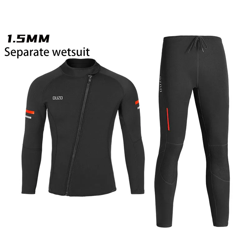 Men's 1.5mm Split Diving Suit Surfing Windproof Long Sleeve Jacket Neoprene Fishing Pants Professional Scuba Diving Clothes