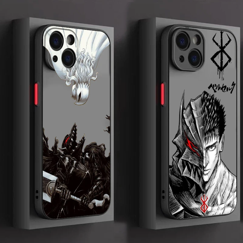 Berserk Guts Fighting Frosted Translucent For Apple iPhone 15 14 13 12 11 XS XR X 8 7 SE Pro Max Plus Mini Back Phone Case