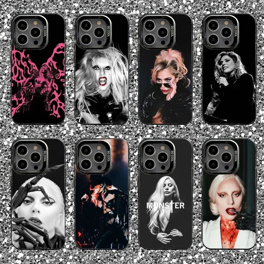 

Singer L-Lady G-Gaga Phone Case For iPhone 16,15,14,13,12,11,Pro,XS,Max,Plus,Mini,SE Black Candy Matte Shockproof Cover