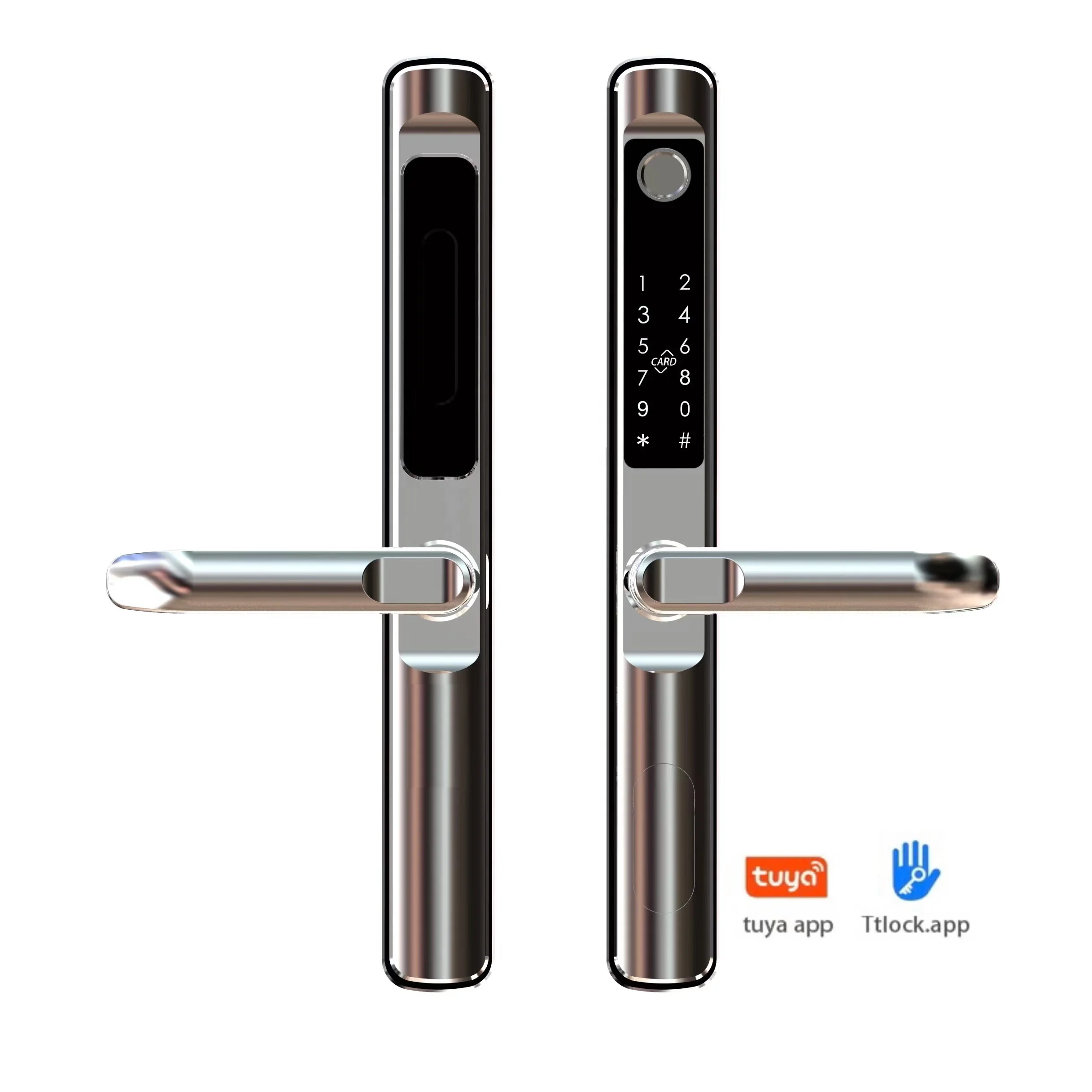 

New Stainless Steel Fingerprint Password Lock Aluminum Door Push Pull Smart Lock