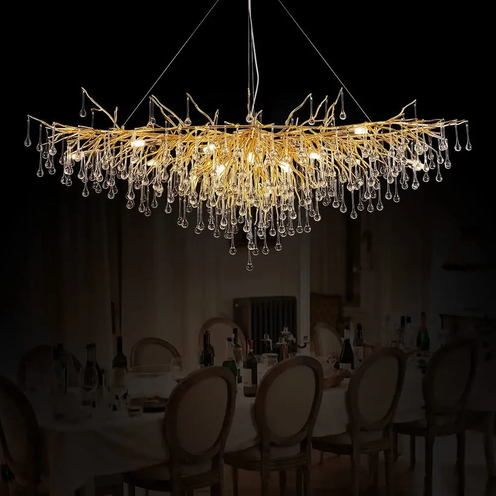 

Crystal Staircase Chandelier LED Hall and Living Room Chandeliers Dining Table Pendant Lighting Fixtures