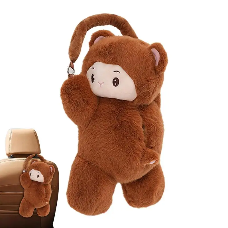 

Cartoon Car Tissue Holder Plush Car Seat Back Tissue Dispenser Cute Napkin Dispenser Animal Napkin Holder For Travel Commuting