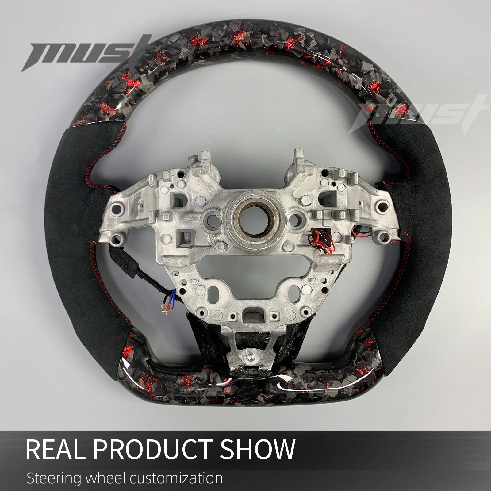 ZJZ لكيا ستينغر GT GT1 GT2 GT-Line سيدان نماذج 2018-2024 مخصصة الأحمر مزورة ألياف الكربون LED دورة في الدقيقة عرض عجلة القيادة #4