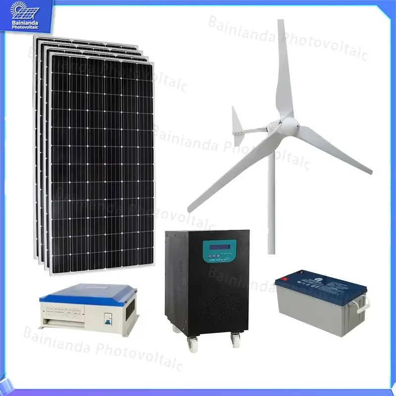 1KW 2KW 3KW 5KW 10KW 20KW Wind Turbine Generator 220V 380V Solar Power System Hybrid Renewable Energy Kit for Home Off Grid