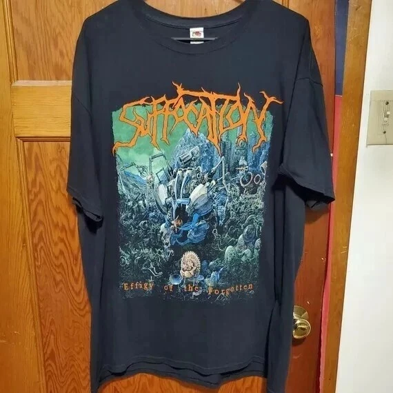 

Черная футболка унисекс Suffocation Effigy of The Forgotten Concert Tour 90-х годов для мужчин и женщин, летняя повседневная хлопковая футболка с круглым вырезом