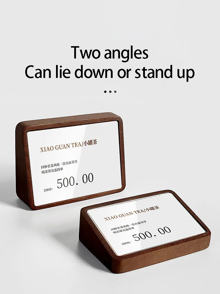Solid wood desktop price display board base, wooden menu table board, hotel coffee advertising label rack, wooden table card