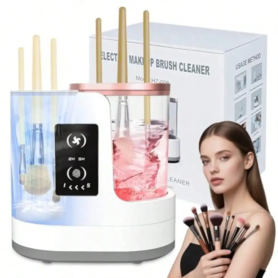 3-in-1 Electric Makeup Brush Cleaner with Automatic Cleaning & Drying Function, Portable USB-Powered Deep Cleaner for All Sizes