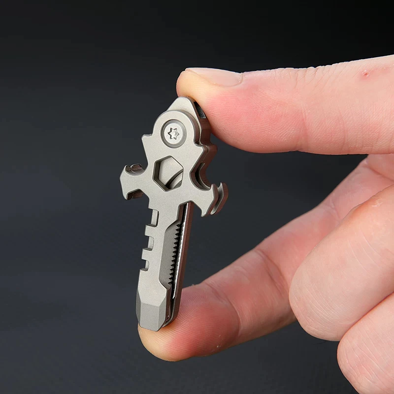 TC4 Titanium Alloy Multifunctional Key Tool Outdoor Portable EDC Cutting Tools Bottle Opener Pendant Buckle