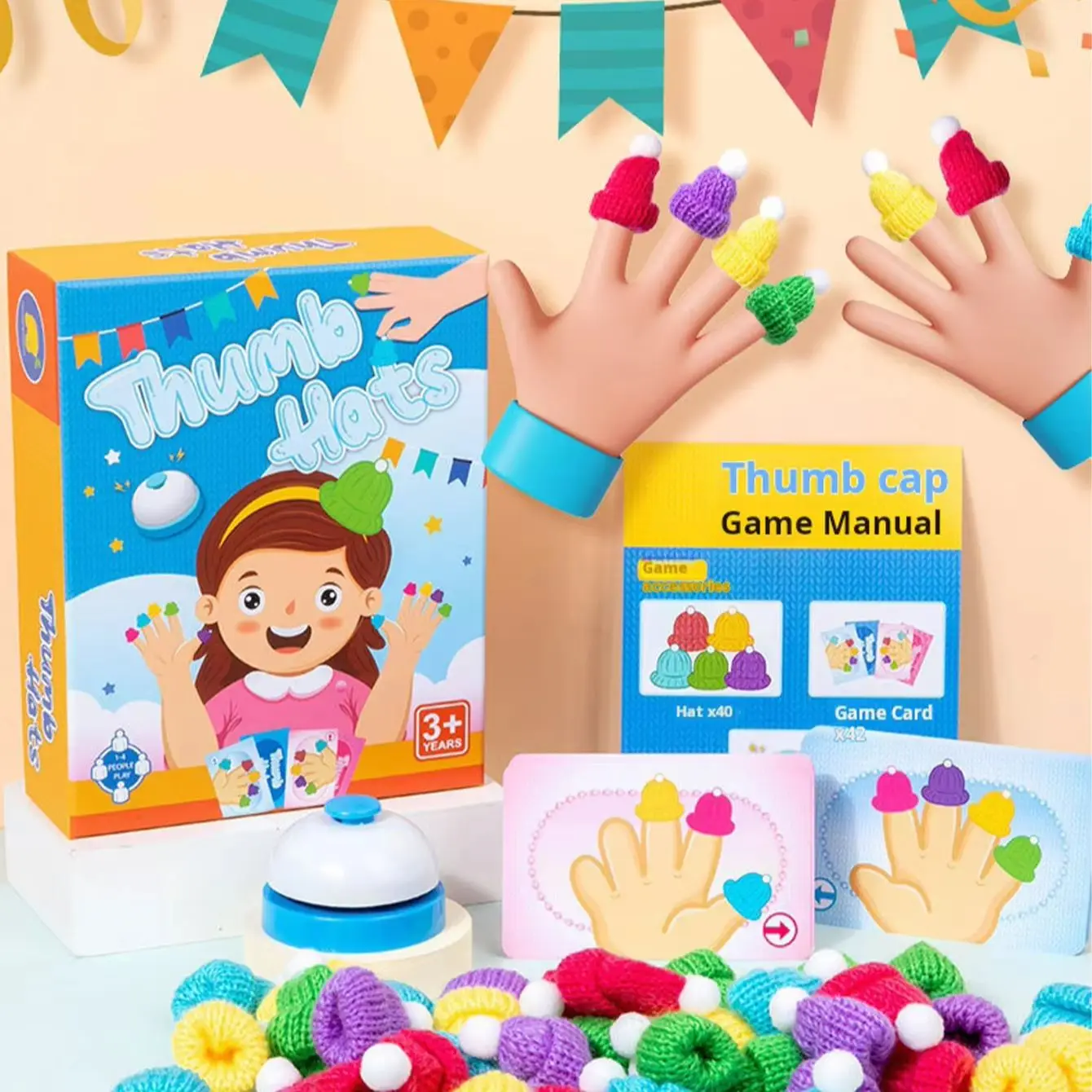 Jeu Montessori de couleurs assorties pour doigtiers pour enfants, jouets éducatifs sensoriels pour main gauche et droite
