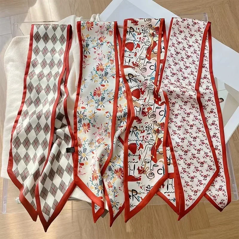 

Fashionable small silk scarf women's new multi-functional hairband, trendy temperament, tying bag, literary and artistic
